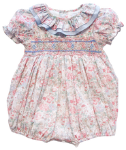 Load image into Gallery viewer, The Smocked Romper - Pink & Blue Bunny Floral