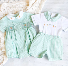 Load image into Gallery viewer, {Sutherby Boys} Signature Button Set - Mint Plaid w/ Heirloom Carrots