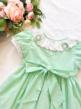 Load image into Gallery viewer, {Sutherby Girls} Signature Smocked Dress ~ Peppermint Candy Green & Pink