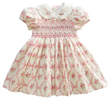 Load image into Gallery viewer, {Sutherby Girls} Signature Smocked Dress - Pink Bow Trellis