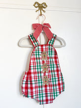 Load image into Gallery viewer, {Sutherby Boys} Gingerbread Plaid Romper