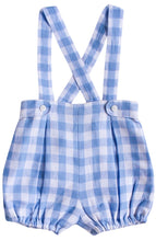 Load image into Gallery viewer, {Sutherby Boy} Signature Suspender Bloomers ~ Blue Gingham Linen