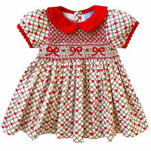 Load image into Gallery viewer, {Sutherby Girls} Signature Smocked Dress ~ Holiday Garland Trellis