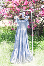 Load image into Gallery viewer, {Sutherby Girls} Smocked Dress ~ 'Bridie' ~ Embroidered Blue Bow Trellis
