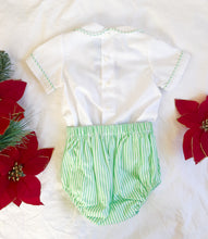 Load image into Gallery viewer, {Sutherby Boys} Festive Train 2pc Set ~ Peppermint Green Striped