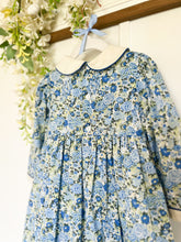 Load image into Gallery viewer, The Smocked Dress - Blue & Green Winter Floral