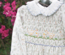 Load image into Gallery viewer, {Sutherby Girls} Signature Smocked Romper ~ 'Country Geese'