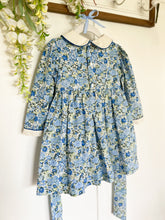 Load image into Gallery viewer, The Smocked Dress - Blue & Green Winter Floral