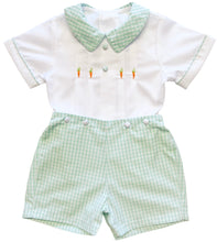 Load image into Gallery viewer, {Sutherby Boys} Signature Button Set - Mint Plaid w/ Heirloom Carrots