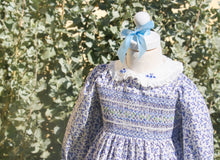 Load image into Gallery viewer, {Sutherby Girls} Signature Smocked Dress ~ Blue Forget Me Nots