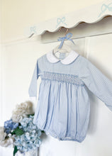 Load image into Gallery viewer, {Sutherby Baby} Signature Smocked Romper ~ Blue Houndstooth
