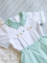 Load image into Gallery viewer, {Sutherby Boys} Signature Button Set - Mint Plaid w/ Heirloom Carrots