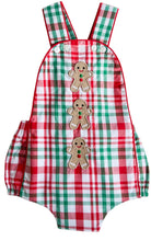 Load image into Gallery viewer, {Sutherby Boys} Gingerbread Plaid Romper