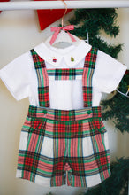 Load image into Gallery viewer, {Sutherby Boys} Signature Suspender Shorts ~ Christmas Fair Tartan