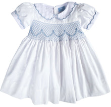 Load image into Gallery viewer, {Sutherby Girls} Signature Celebration Smocked Dress ~ Pale Blue/White