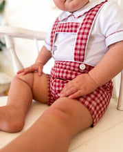 Load image into Gallery viewer, Cherry Plaid Suspender Shorts