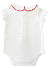 Load image into Gallery viewer, The Collared Bodysuit SS - White/Traditional Red