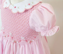 Load image into Gallery viewer, {Sutherby Girl’s} Signature Smocked Dress ~ Pink/Rosebuds & Bows