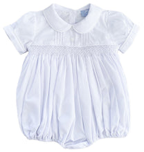 Load image into Gallery viewer, {Sutherby Boys} Signature Pintuck Smocked Romper - White