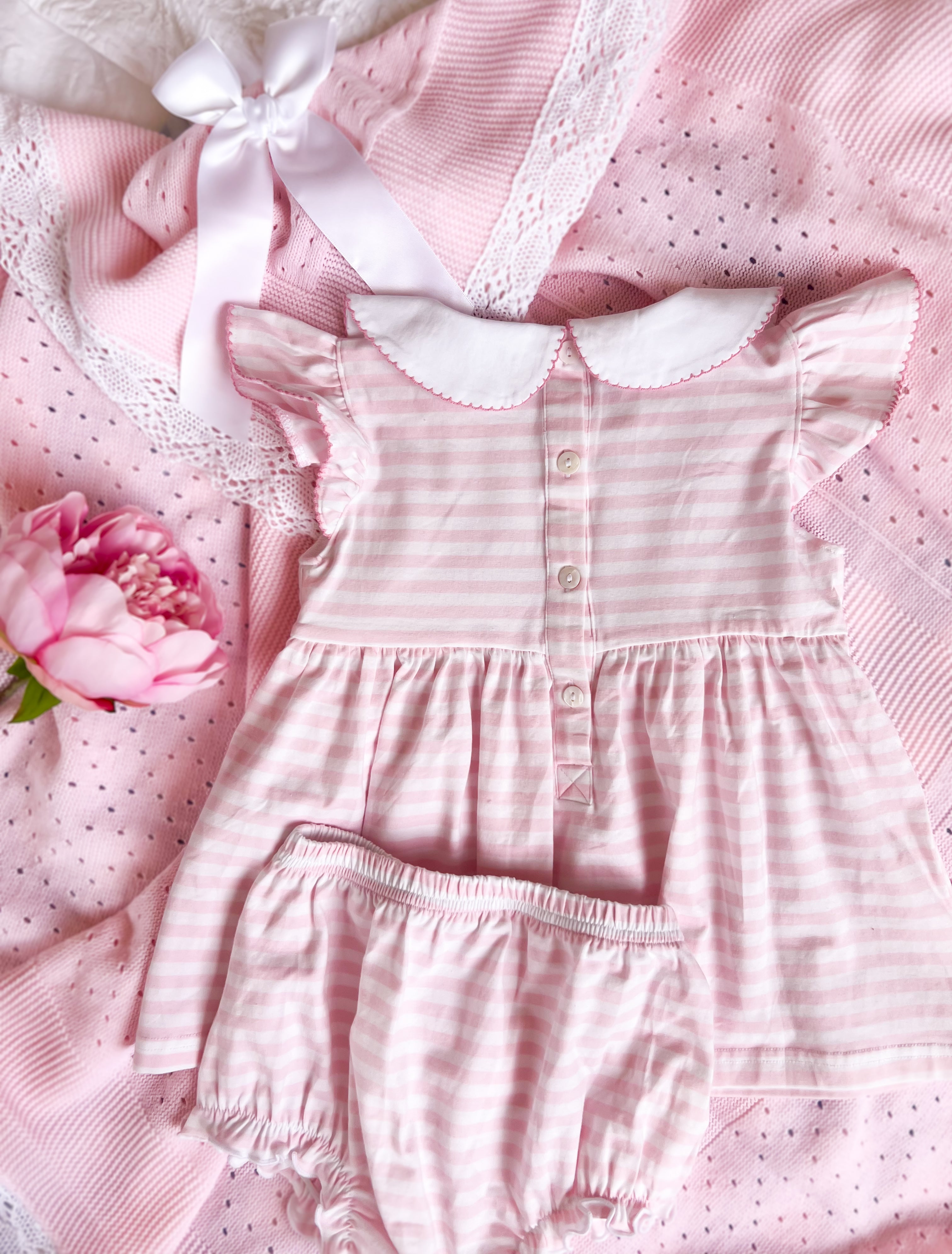 The Smocked Layette Set - Baby Pink Bows & Rosettes