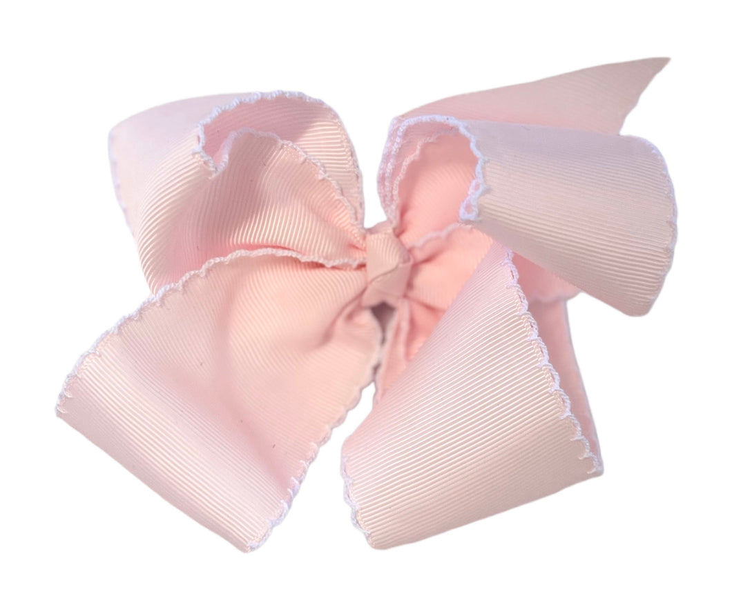 The Hair Bow - Fairy Floss Pink w/ White Picot Trim