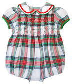 {Sutherby Girls} Signature Smocked Romper ~ Christmas Fair Tartan
