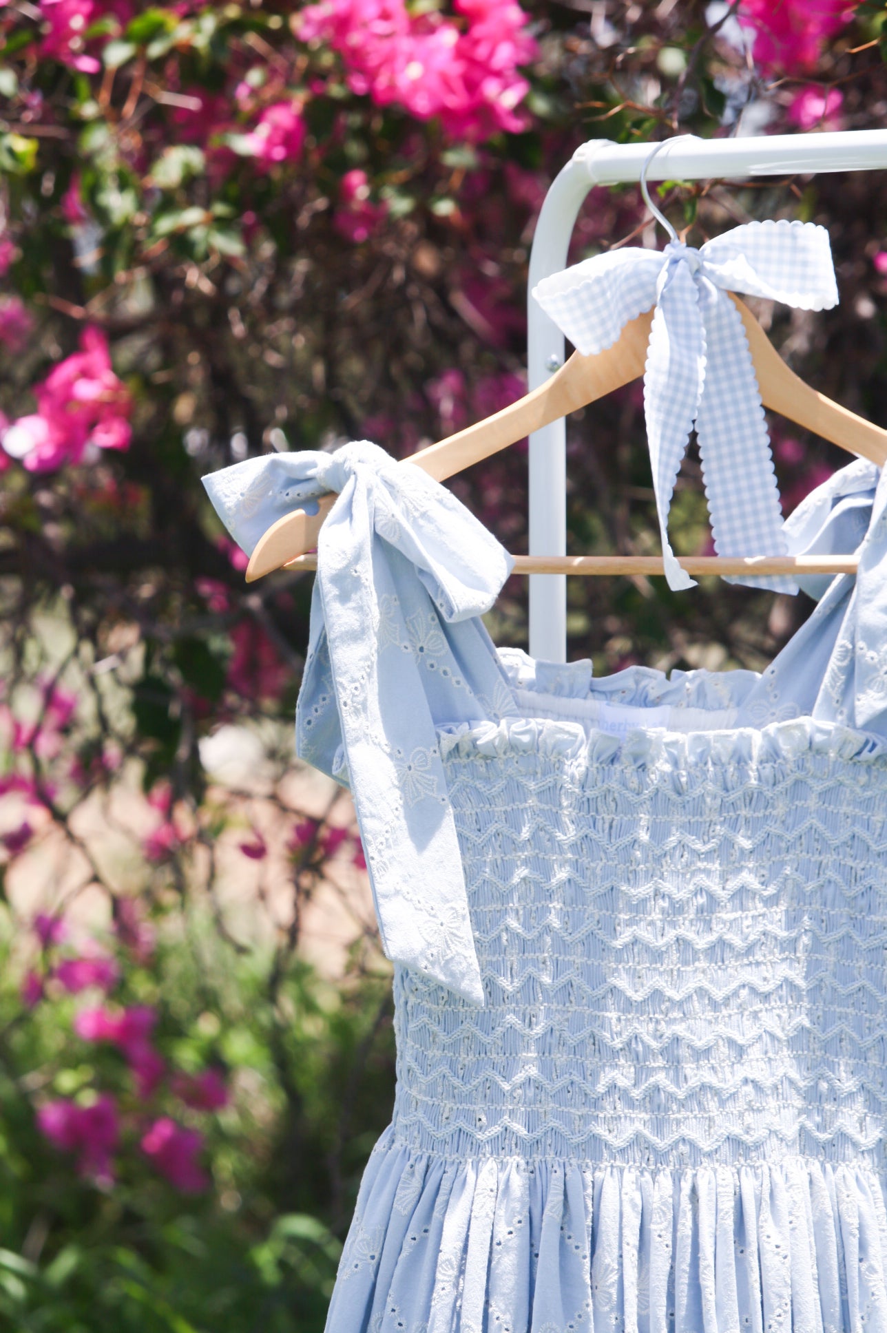 {Sutherby Ladies} 'Bridie' ~ Embroidered Blue Bow Trellis