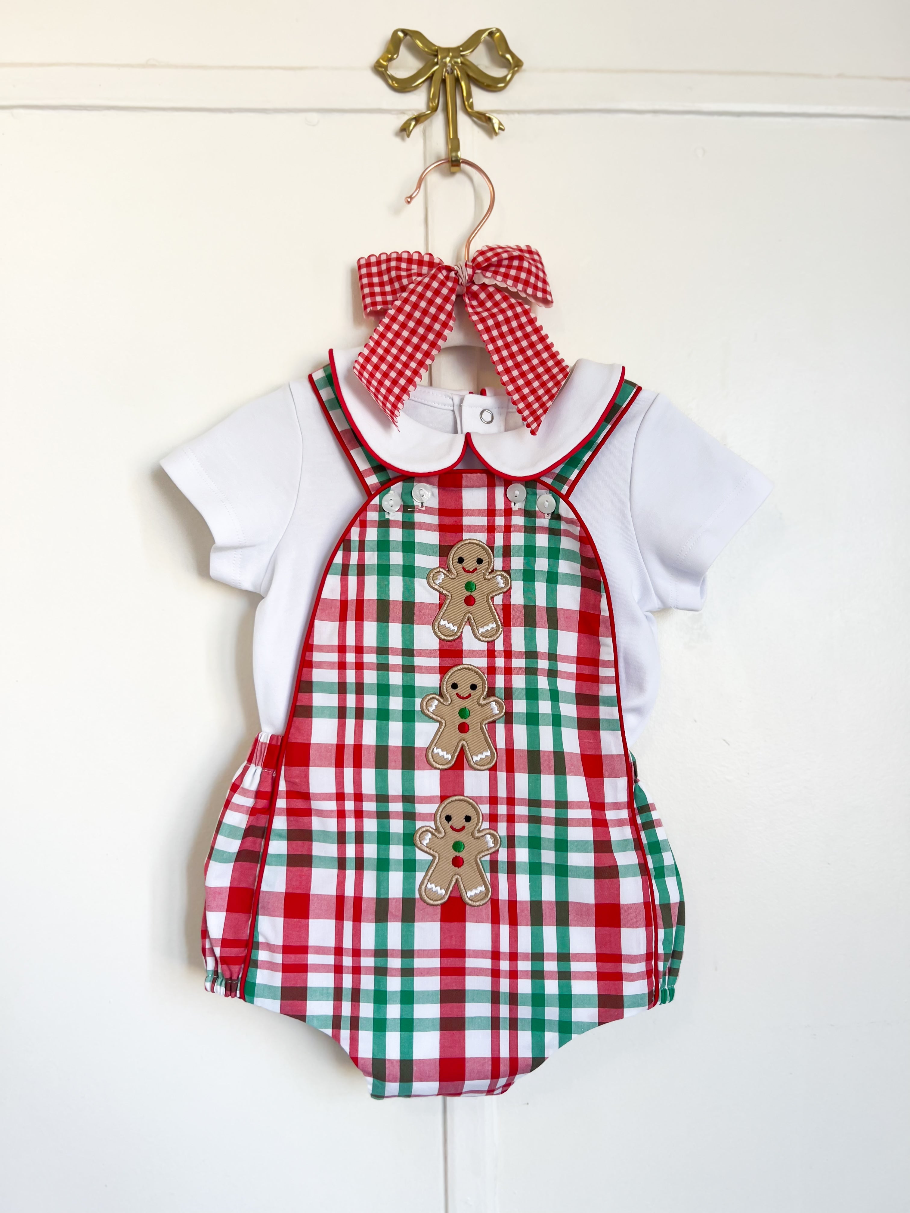 {Sutherby Boys} Gingerbread Plaid Romper