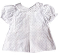 Signature Sutherby Blouse ~ White/Blue Swiss Dot ~ Short-Sleeved
