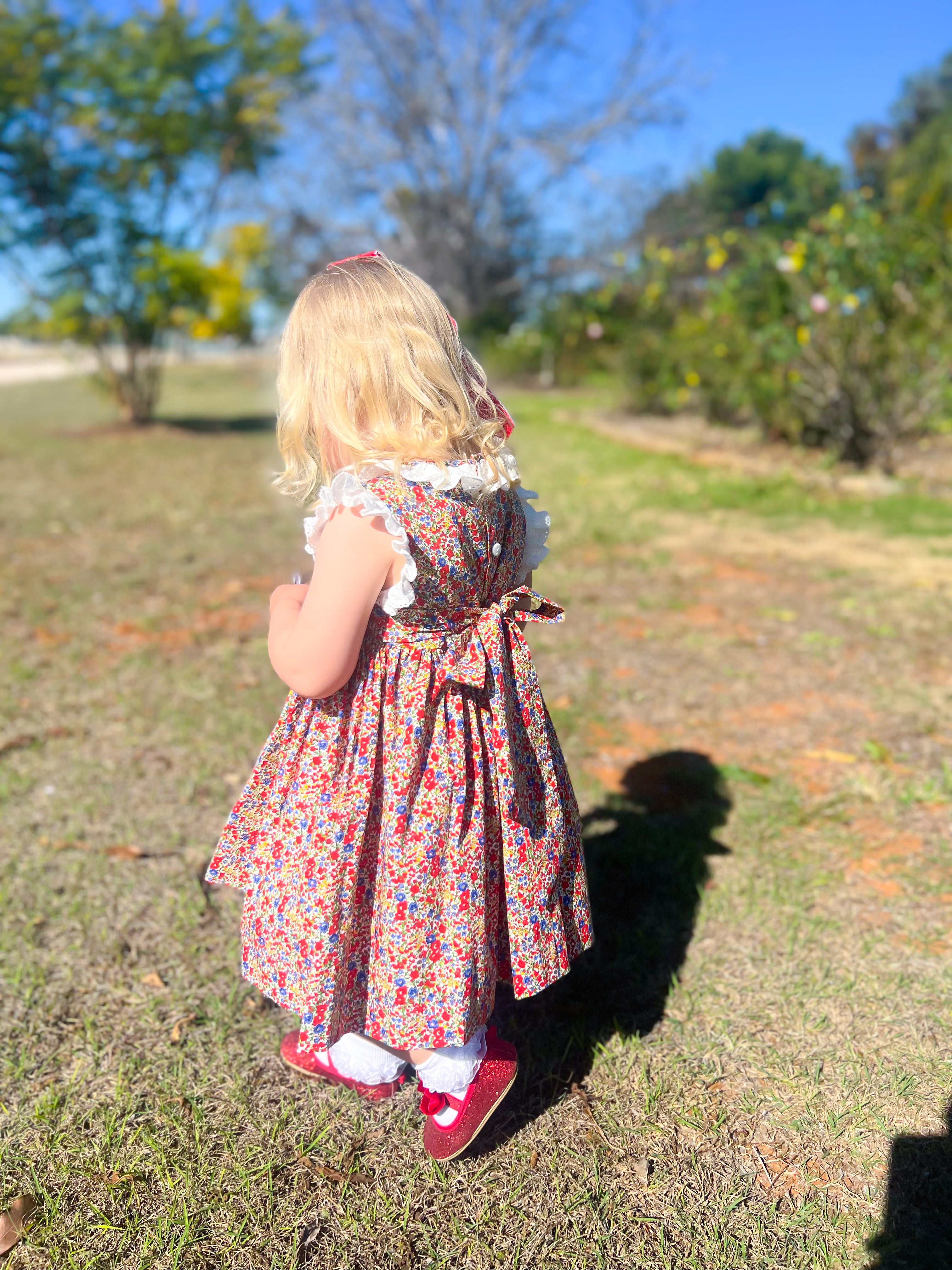 {Sutherby Girls} Signature Smocked Dress ~ Festive Floral