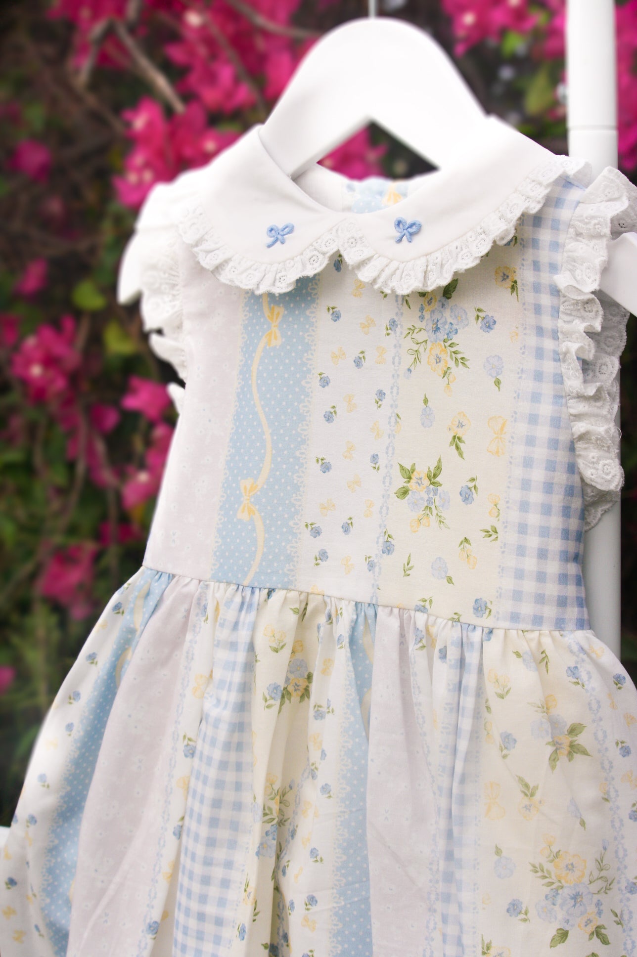 {Sutherby Girls} Embroidered Dress ~ Blue Vintage Patchwork