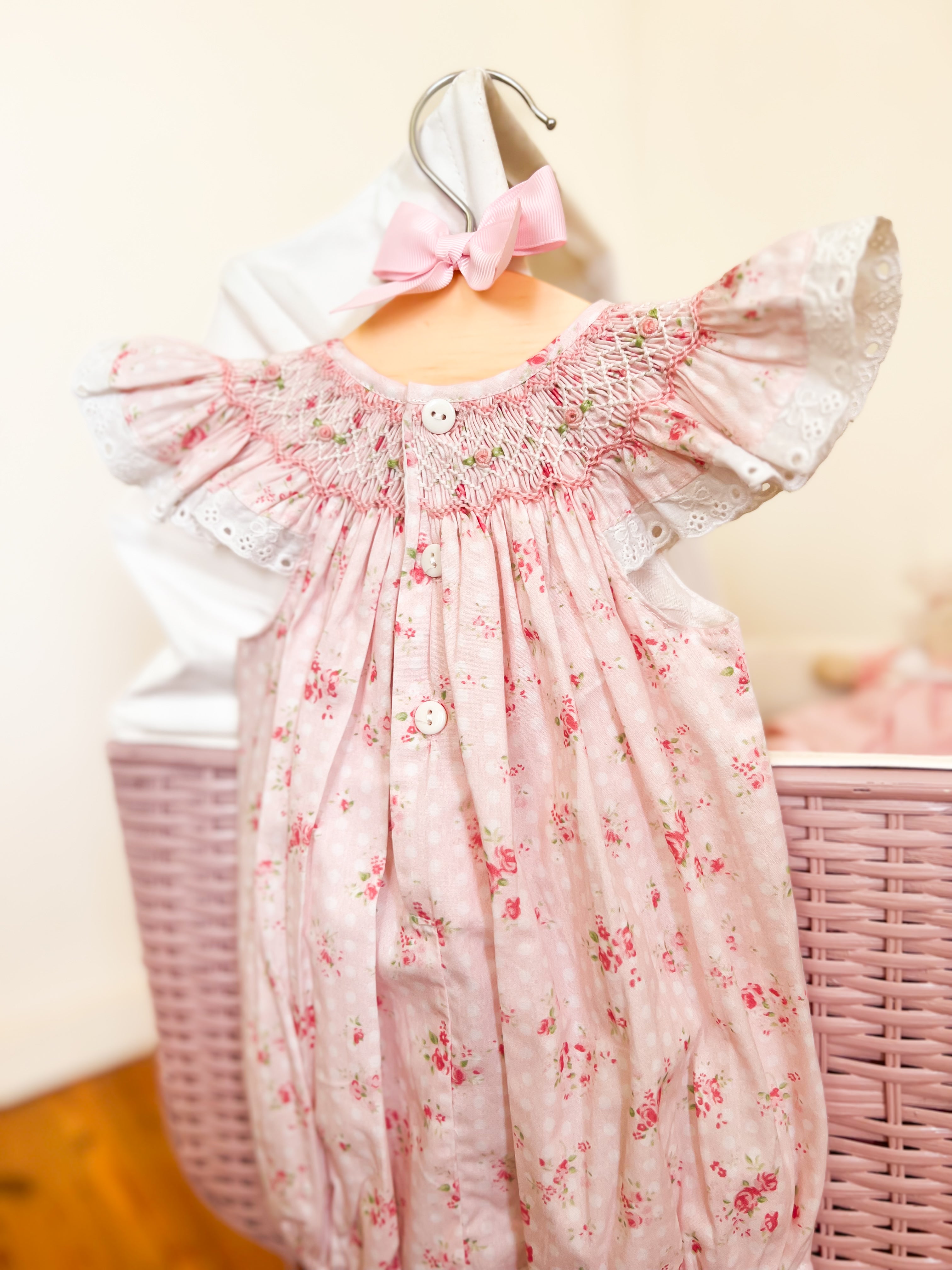 The Smocked Bishop Romper - Vintage Roses