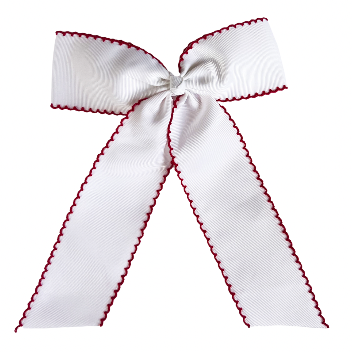 {Sutherby Girls} The Long Hair Bow ~ Classic White/Festive Red