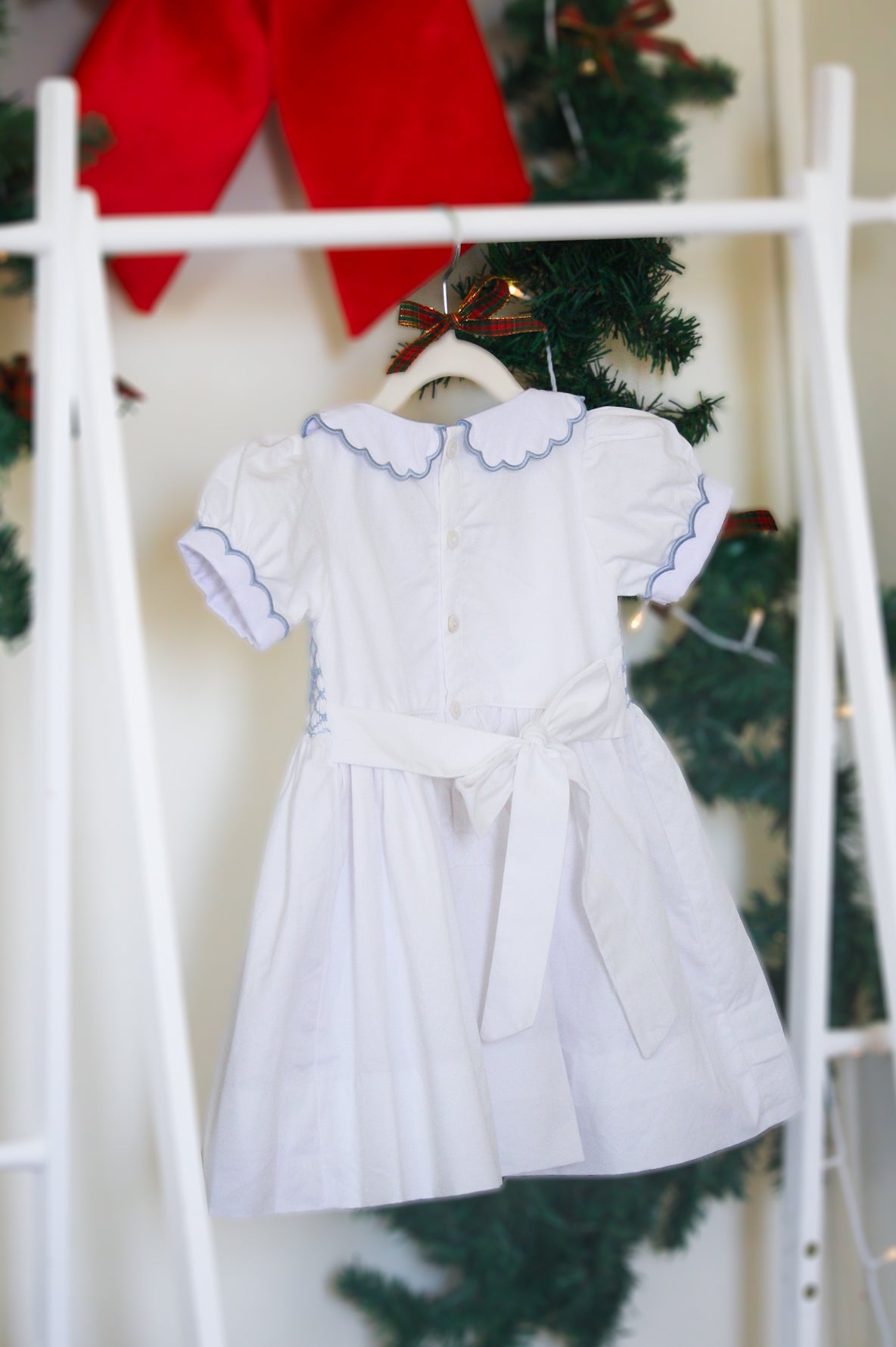 {Sutherby Girls} Signature Celebration Smocked Dress ~ Pale Blue/White