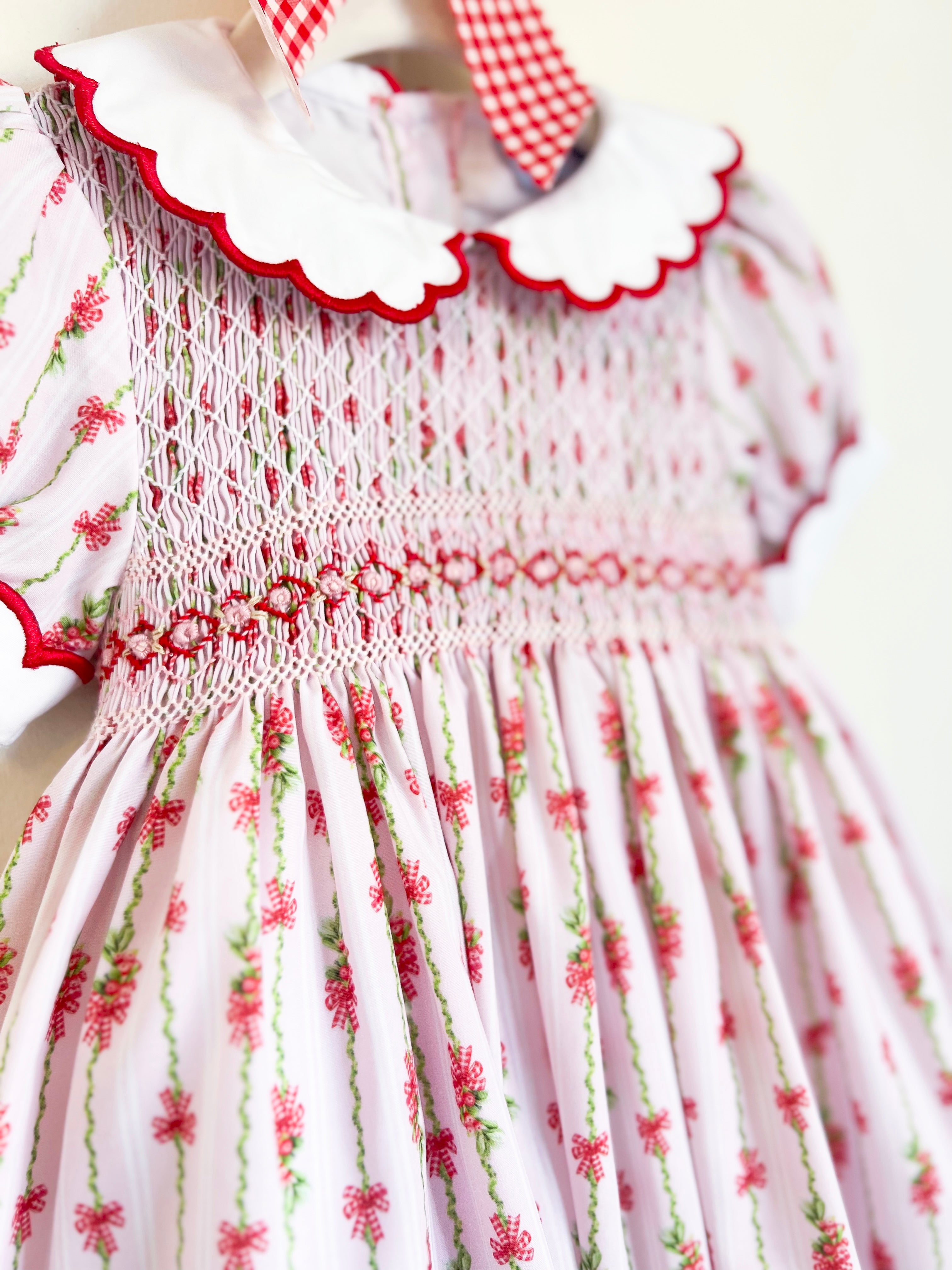 {Sutherby Girls} Signature Smocked Dress - Festive Whimsical Wallpaper