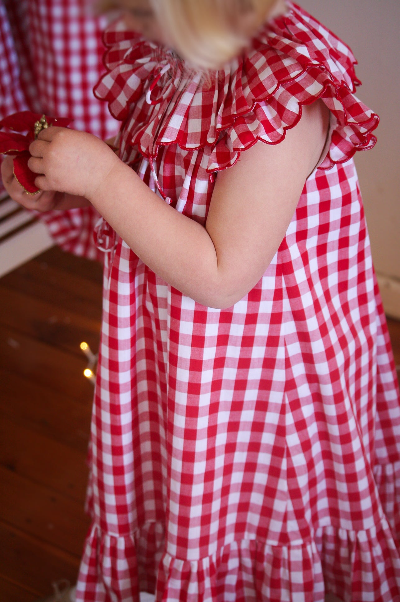 {Sutherby Girls} Signature ‘Mabel' Capelet Daygown ~ Red Picnic Gingham