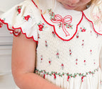 {Sutherby Girls} Signature Smocked Romper ~ Crimson Posy