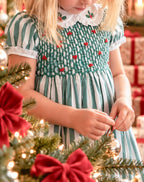 {Sutherby Girls} Signature Smocked Dress ~ Evergreen Stripe