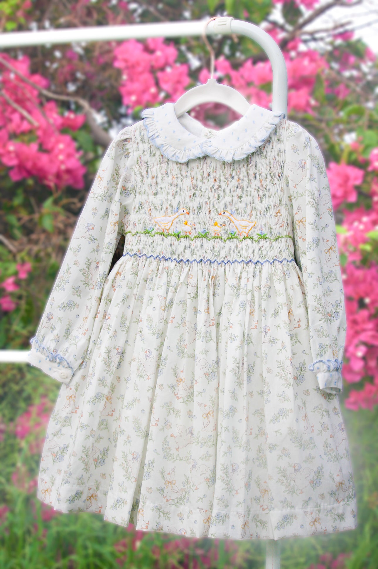 {Sutherby Girls} Signature Smocked Dress ~ 'Country Geese'