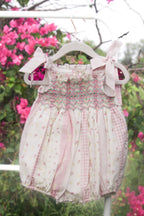{Sutherby Girls} Smocked Romper ~ Pink Vintage Patchwork