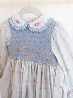 {Sutherby Girls} Signature Smocked Dress ~ Blue Coquette Roses