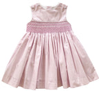 The Smocked Pinafore - Baby Pink Houndstooth