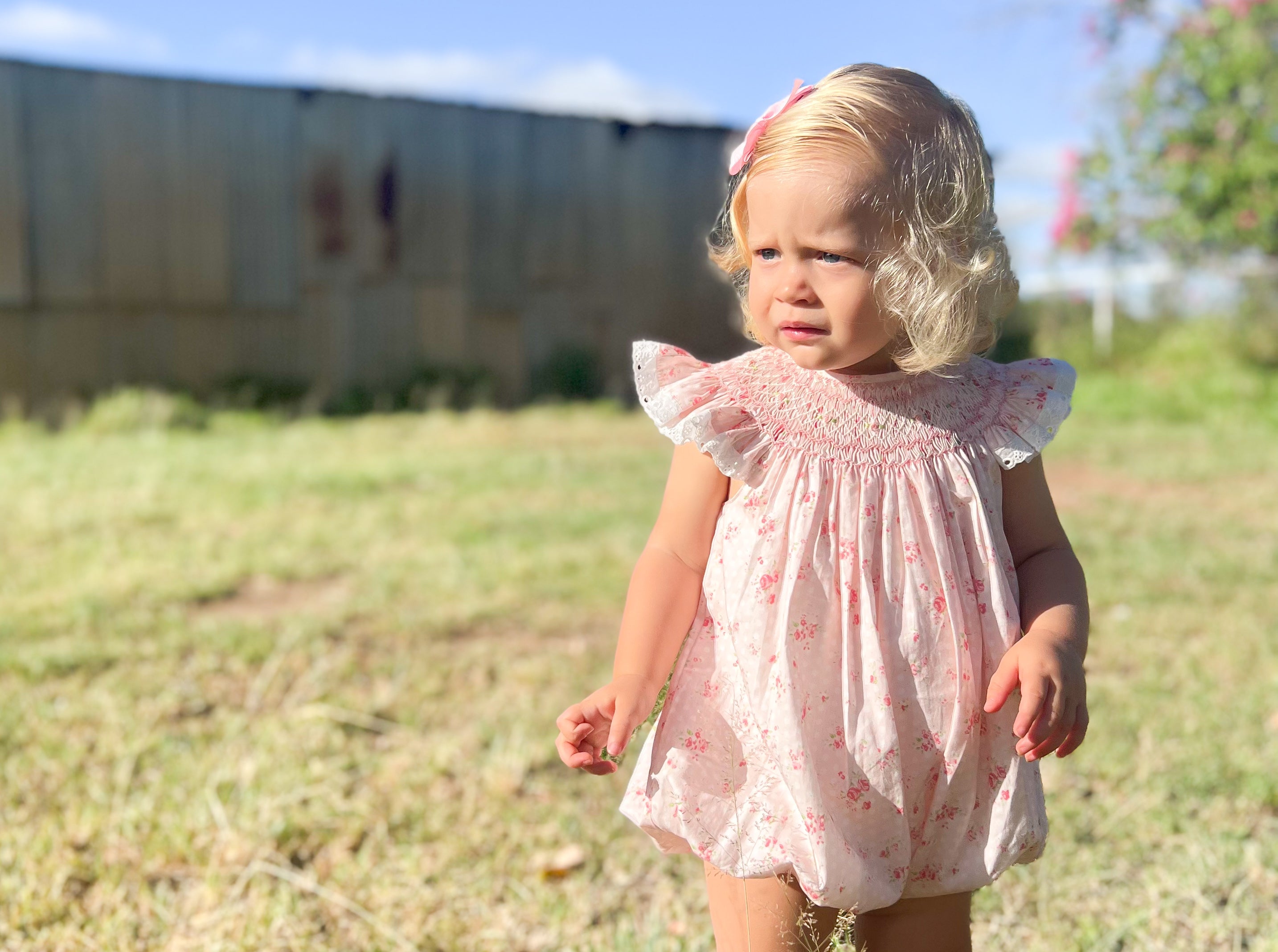 The Smocked Bishop Romper - Vintage Roses