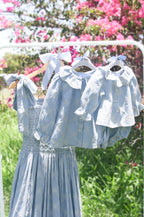 {Sutherby Ladies} 'Bridie' ~ Embroidered Blue Bow Trellis