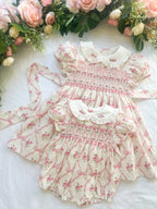 {Sutherby Girls} Signature Smocked Dress - Pink Bow Trellis
