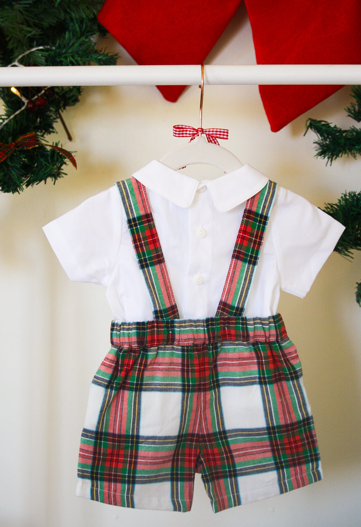 {Sutherby Boys} Signature Suspender Shorts ~ Christmas Fair Tartan