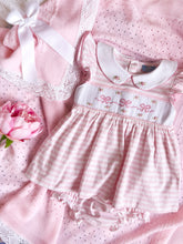 Load image into Gallery viewer, The Smocked Layette Set - Baby Pink Bows &amp; Rosettes
