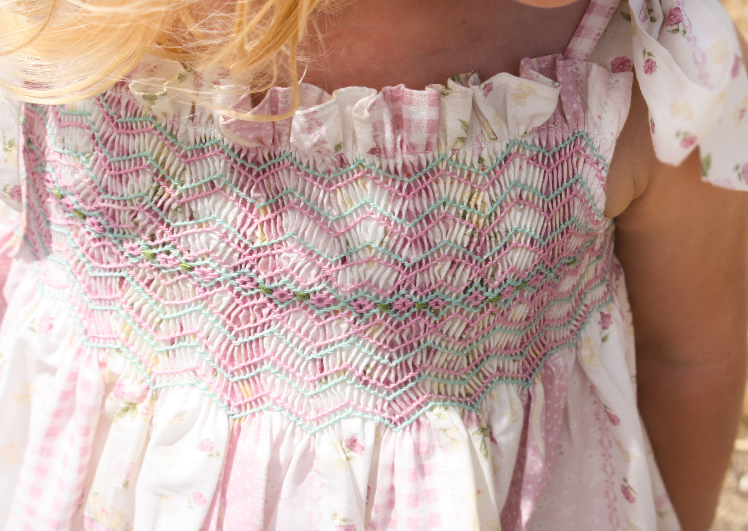 {Sutherby Girls} Smocked Dress ~ Pink Vintage Patchwork