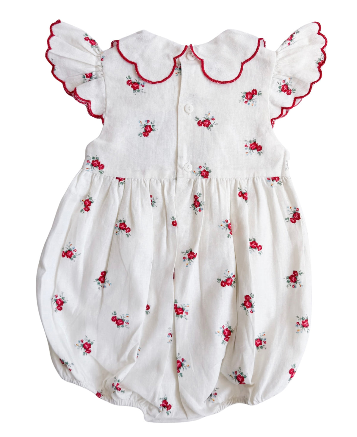 {Sutherby Girls} Signature Smocked Romper ~ Crimson Posy