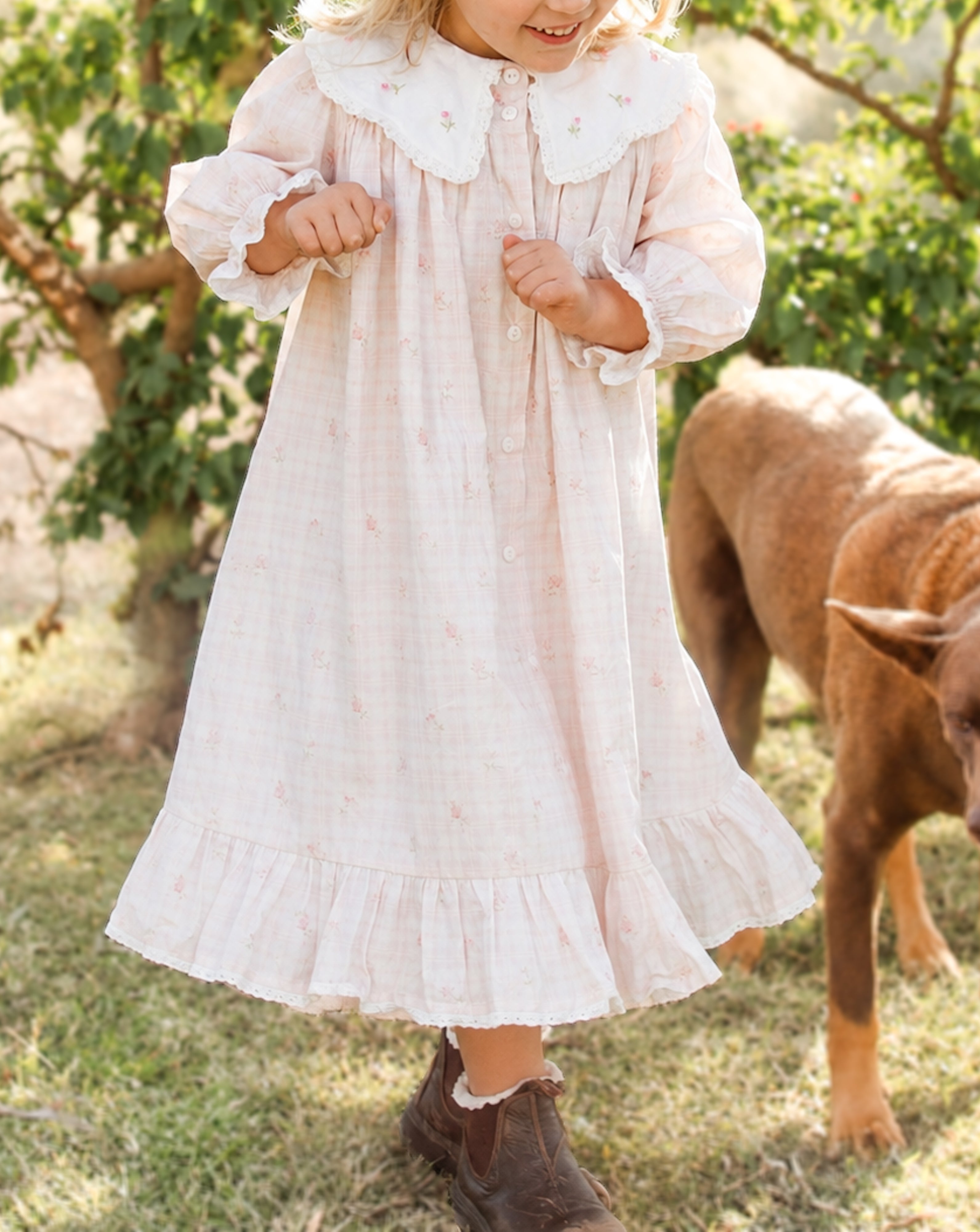 {Sutherby Girls} ‘Primrose’ Dress ~ Pink Posy Plaid